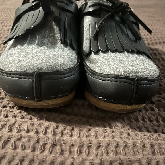 Sanita Women’s Hein Clog Shoes Gray Wool & Leather Slip-On Mules Size 37 (US 6) - Picture 5 of 8